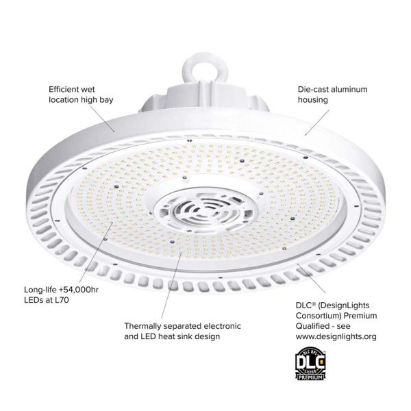 Hubbell 200w 15-in Round LED High Bay 28,000Lm 4000K Dimmable Clear Flat Lens For Cheap