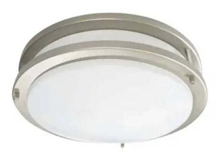 12-in 16W LED Round Ceiling Fixture Double Band 1394LM 3000K Brush Nickel Finish Sale