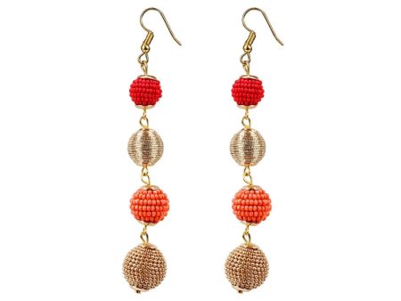 Generic Women s Gold Plated Hook Dangler Hanging Tassel Earrings-Golden,Red Online Hot Sale