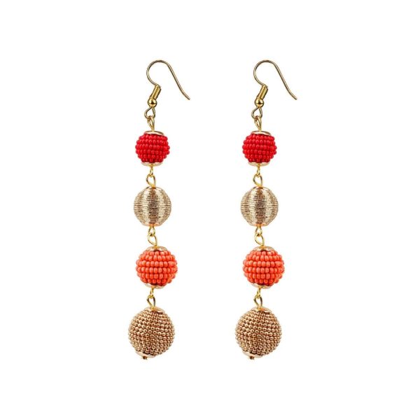 Generic Women s Gold Plated Hook Dangler Hanging Tassel Earrings-Golden,Red Online Hot Sale