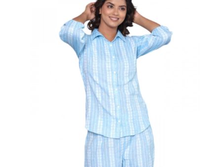 Generic Women s Casual Cotton Short Sleeve Short Night Suit Set (Aqua) For Discount