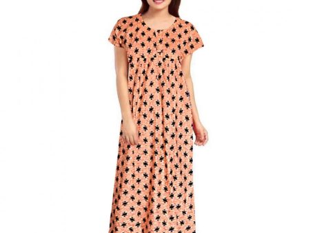 Generic Women s Cotton Printed Maxi Nighty (Peach) Supply