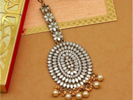 Generic Women s Gold Color Mirror Work Maang Tikka For Cheap