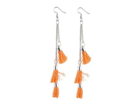 Generic Women s Tassels Beads Hook Dangler Hanging Hanging Earrings-Orange Fashion