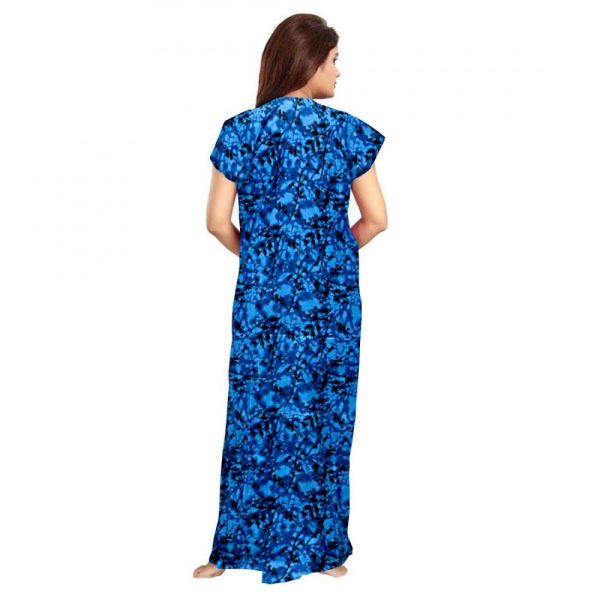 Generic Women s Cotton Printed Maxi Nighty (Blue) Hot on Sale