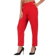 Generic Women s Casual Cotton Flax Solid Adjustable Waist Trouser Pants (Red) Sale