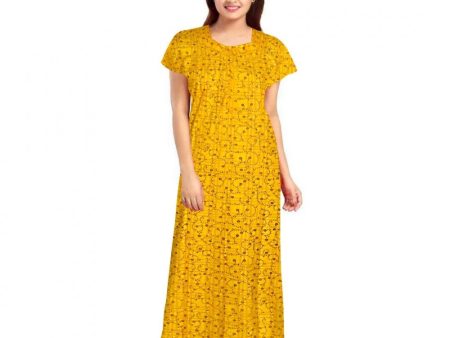 Generic Women s Cotton Printed Maxi Nighty (Yellow) Online Hot Sale