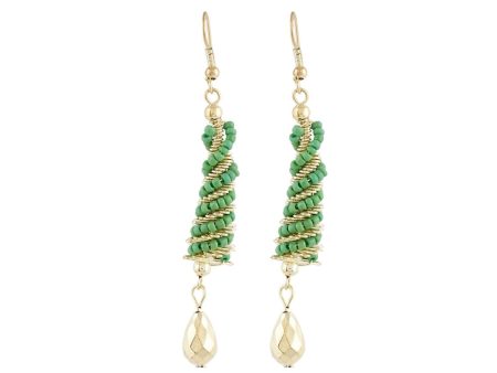 Generic Women s Alloy Hook Dangler Hanging Earrings-Green Supply