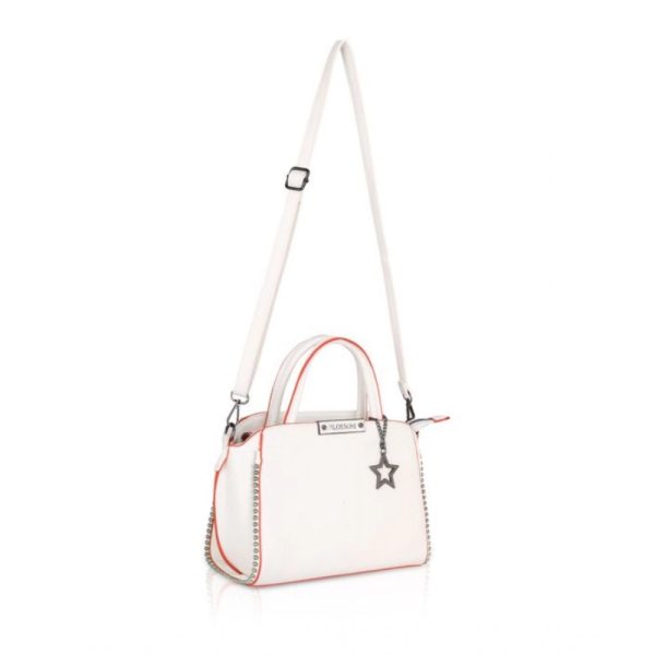 Generic Women s Faux Leather Metal Beads Handbag (White) Online Hot Sale