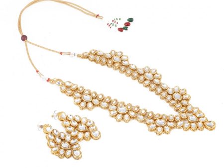 Golden Crystal Jewellery Kundan Necklace Set With Earrings Discount