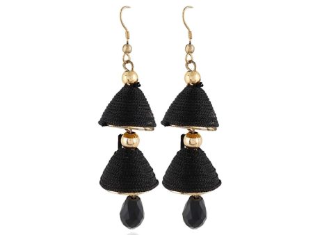 Generic Women s Alloy, Beads Hook Dangler Hanging Earrings-Black Online Hot Sale