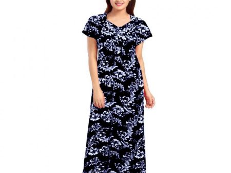 Generic Women s Cotton Printed Maxi Nighty (Blue) Online now