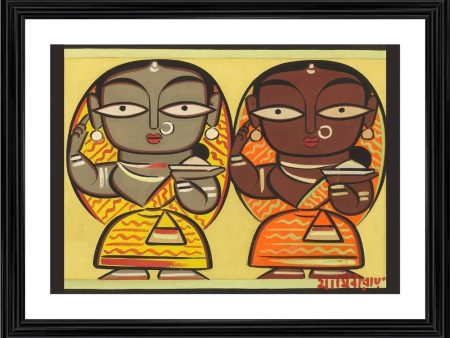 Generic Two Worshiping Women Painting With Wood Photo Frame (Multicolor) Online Sale