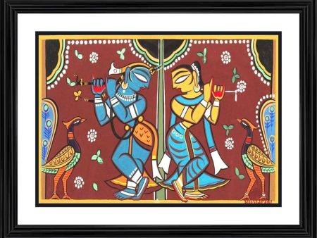 Generic Radha Krishna Painting With Wood Photo Frame (Multicolor) Online