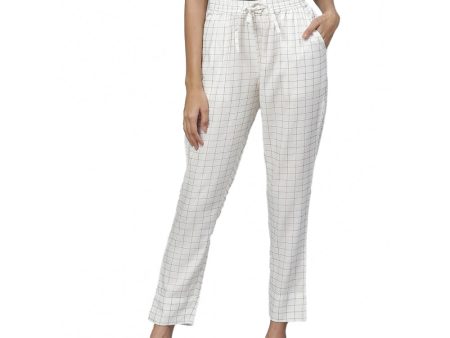 Generic Women s Casual Checked Rayon Trouser Pant (White) For Cheap