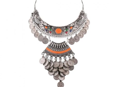 Generic Designer Oxidised German Silver Tribal Necklace Pandeant Antique Necklace (Color: Silver) Discount