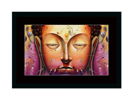 Generic Buddha Painting with Synthetic Photo Frame (Multicolor) Online Sale