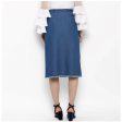 Generic Women s Denim Washed Buttoned Skirt (Blue) Online