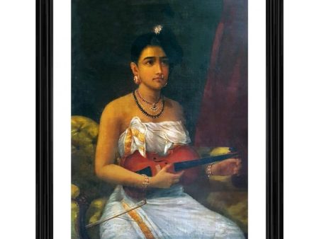 Generic A Lady Playing Voilin 1880 Painting With Wood Photo Frame (Multicolor) For Cheap