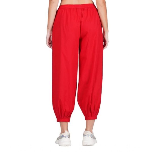 Generic Women s Casual Cotton Cambric Solid Elastic Waist Patiala Harem Pants (Red) Discount