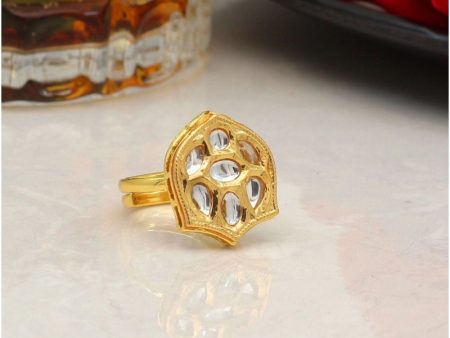 Generic Women s White Color Kundan Ring For Women Adjustable Ring Online Hot Sale