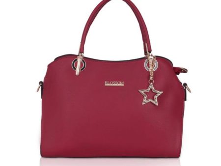 Generic Women s Faux Leather Solid Handbag (Maroon) For Discount