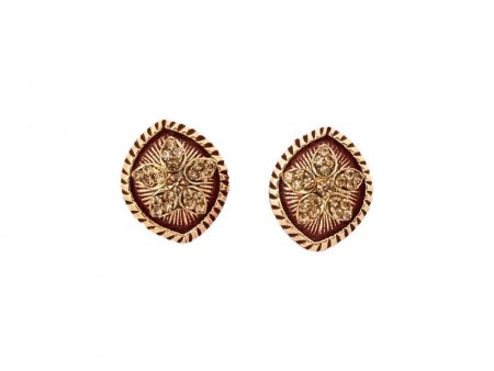 Generic Women s Alloy Ceramic Stone And Designer Work Gold Plated Stud (Red) Supply