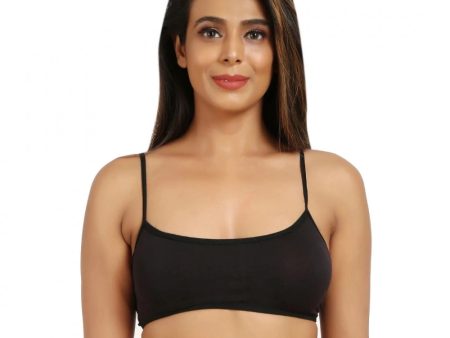 Generic Women s Cotton Blend Lightly Padded Sports Bra With Three Fourth Coverage (Black) Online now