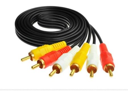 Generic 3RCA Male to 3RCA Male Audio Video Cable 1.5 Yards Compatible for TV, LCD, LED, DTH, DVD, VCR (Black) Cheap