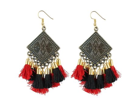 Generic Women s Alloy Hook Dangler Hanging Tassel Earrings-Multicolour For Sale