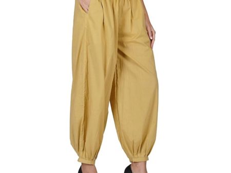 Generic Women s Casual Cotton Cambric Solid Elastic Waist Patiala Harem Pants (Beige) Online Hot Sale