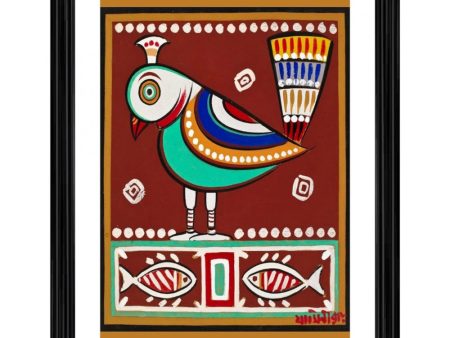 Generic Bird and Fishes Painting With Wood Photo Frame (Multicolor) Online now