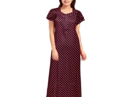 Generic Women s Cotton Printed Maxi Nighty (Brown) Sale