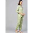 Generic Women s Casual 3 4 Sleeve Floral Printed Rayon Shirt With Pyjama Pant Night Suit Set (Green) Fashion