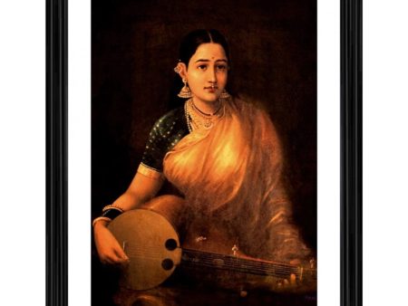 Generic A Lady Playing Swarbat 1874 Painting With Wood Photo Frame (Multicolor) Online