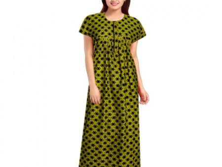 Generic Women s Cotton Printed Maxi Nighty (Green) Online now