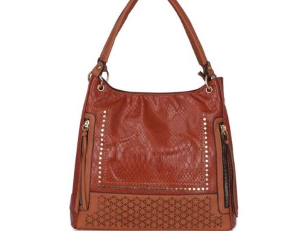 Generic Women s Faux Leather Textured Tote Bag (Brown) Supply