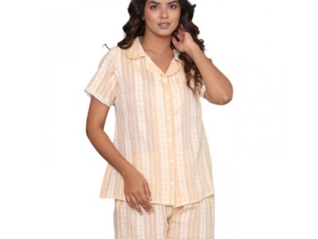 Generic Women s Casual Cotton Short Sleeve Short Night Suit Set (Yellow) Hot on Sale