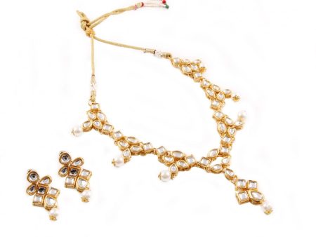 Designer Pearl Gold Plated Kundan Necklace Set Online Hot Sale