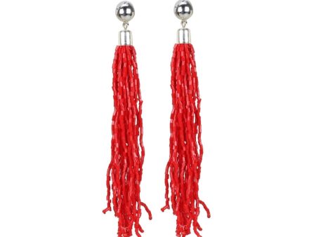 Generic Women s Alloy, Beads Hook Dangler Hanging Earring (Color: Red) Discount