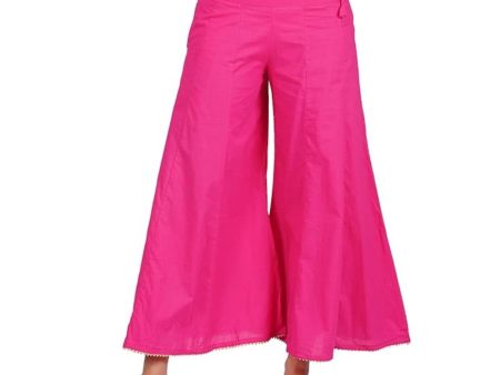 Generic Women s Casual Cotton Solid Palazzo (Pink) Cheap