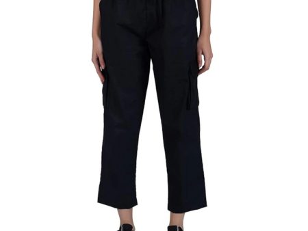 Generic Women s Casual Cotton Solid Cargo Pants (Black) Online Sale