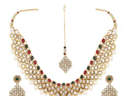 Gold Plated Kundan Jewellery Necklace Set With Earrings For Cheap