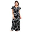 Generic Women s Cotton Printed Maxi Nighty (Black) For Cheap