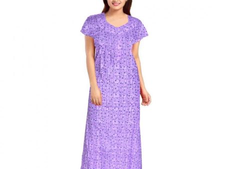 Generic Women s Cotton Printed Maxi Nighty (Lavender) Hot on Sale