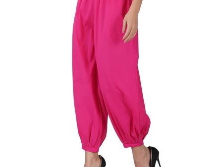 Generic Women s Casual Cotton Cambric Solid Elastic Waist Patiala Harem Pants (Pink) Hot on Sale