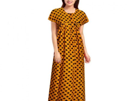 Generic Women s Cotton Printed Maxi Nighty (Mustard) Online now