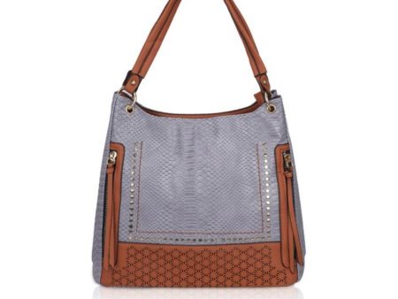 Generic Women s Faux Leather Textured Tote Bag (Blue) Supply