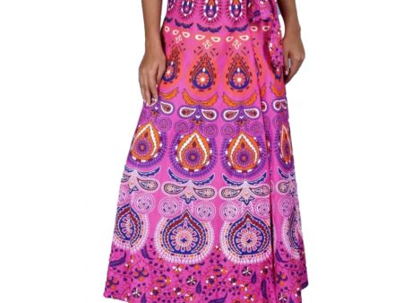 Generic Women s Cotton Jaipur Printed Wrap Around Maxi Skirt (Pink, Free Size) Discount