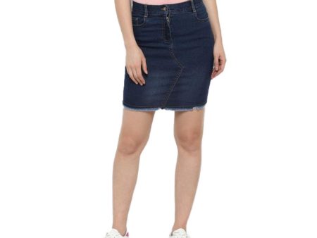 Generic Women s Denim Stitching Pattern Buttoned Skirt (Blue) Online now